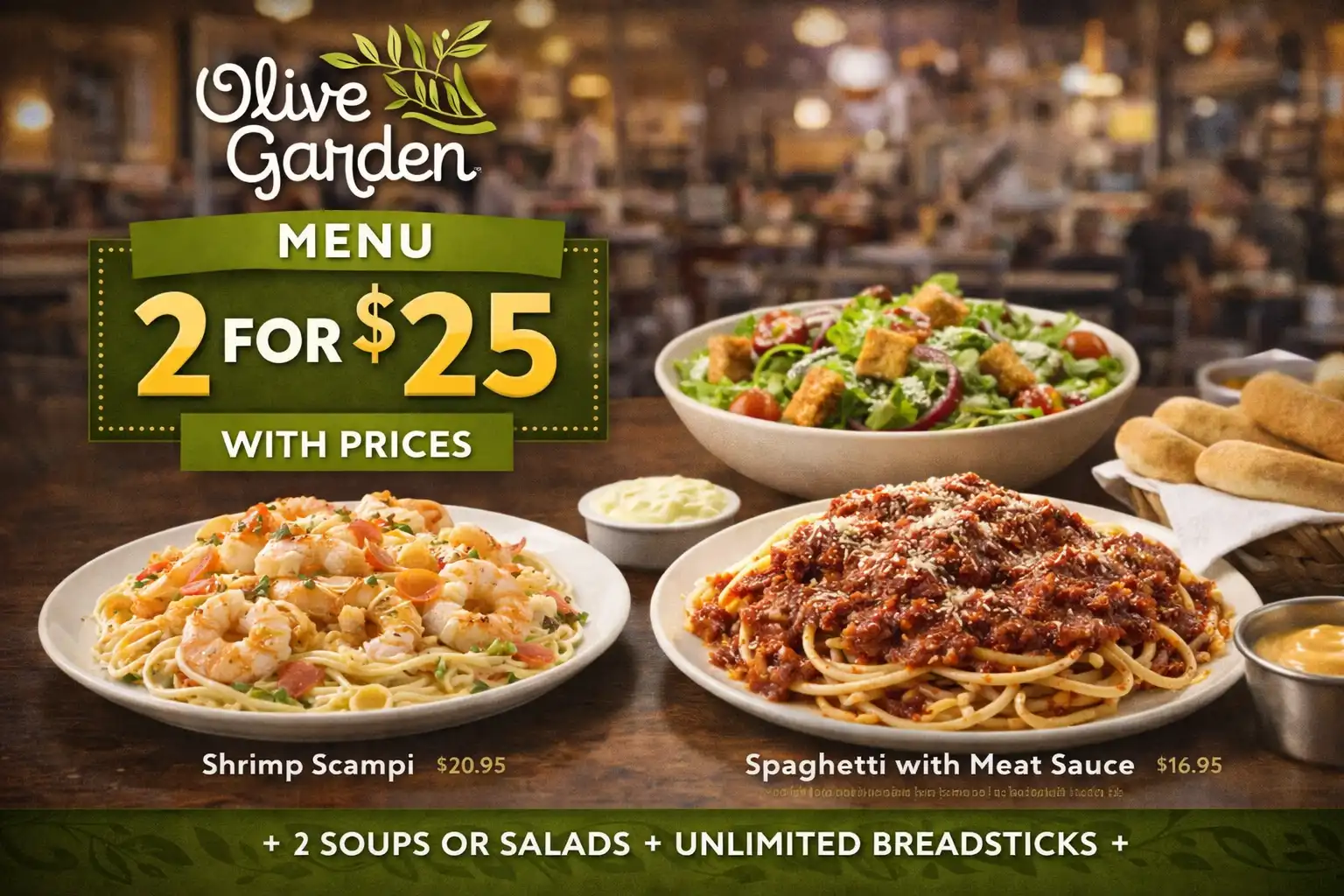 Olive Garden Menu 2 For $25 With Prices
