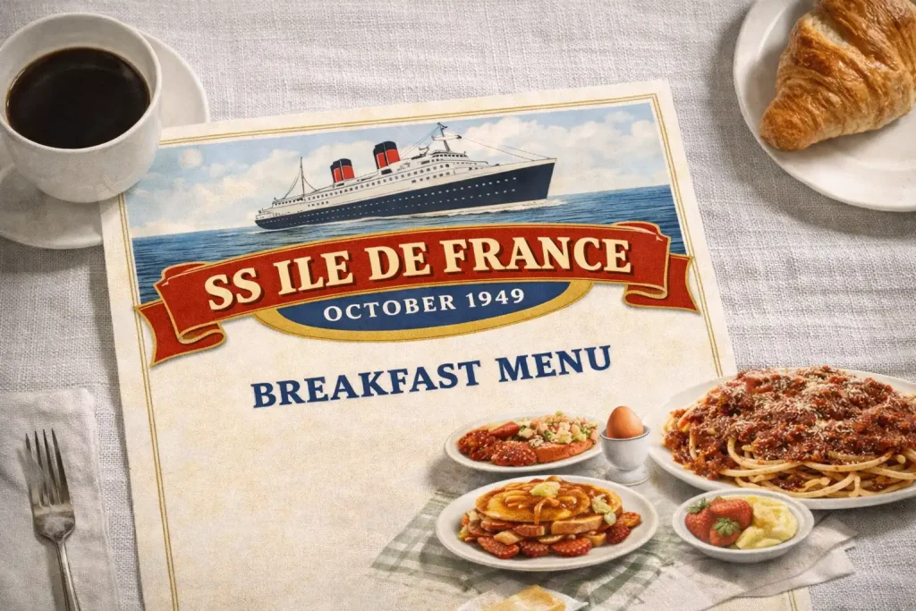 SS Ile De France October 1949 Breakfast Menu